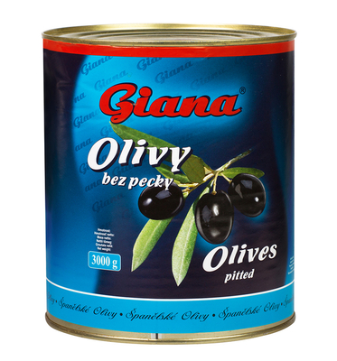 Olivy čierne CELÉ vykôst. plech 3000g GIANA