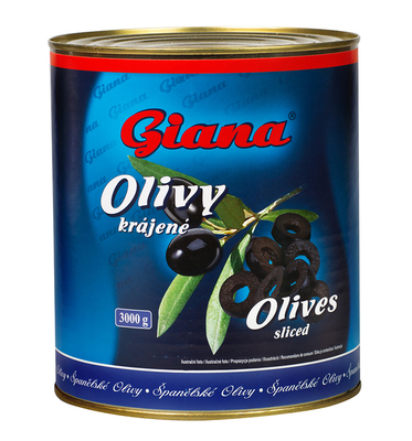 Olivy čierne KRÁJANÉ plech 3000g GIANA